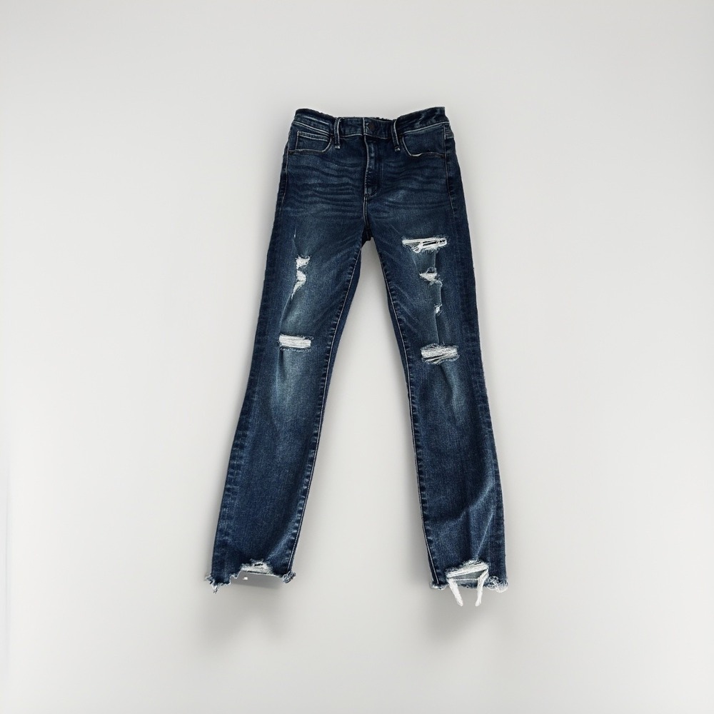 Abercrombie & Fitch Simone High Rise Ankle Jeans 4 Distressed Blue Indie Sleeze